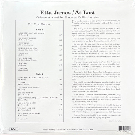 Etta James – At Last! LP vinyl record, image 2 of 4
