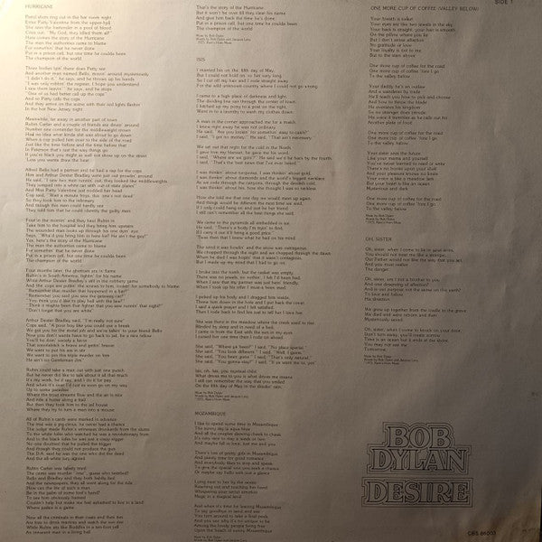 Bob Dylan – Desire LP vinyl record, image 7 of 8