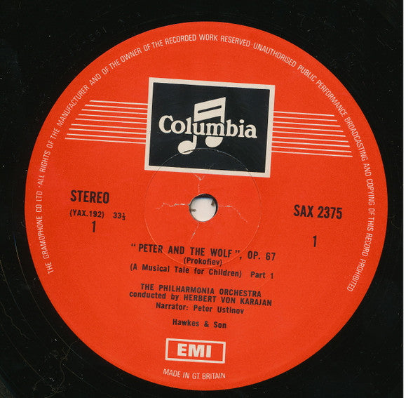 Herbert von Karajan, Philharmonia Orchestra, Peter Ustinov – Peter and the Wolf / Toy Symphony LP vinyl record, image 3 of 4