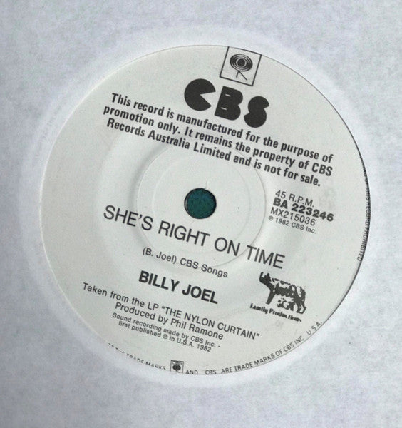 Billy Joel – Keeping The Faith 7" vinyl record, image 2 of 2