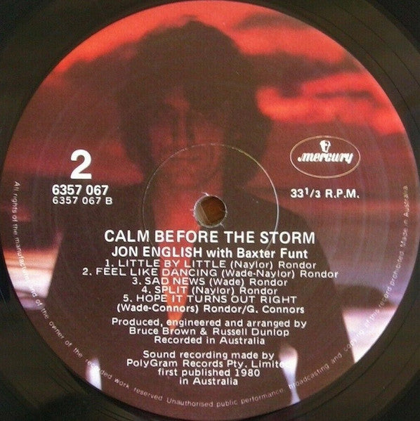 Jon English – Calm Before The Storm LP vinyl record, image 4 of 6