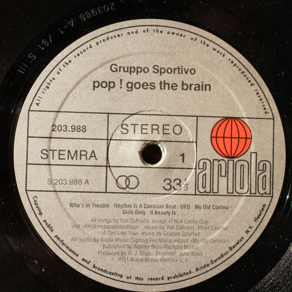 Gruppo Sportivo – Pop! Goes The Brain LP vinyl record, image 3 of 7