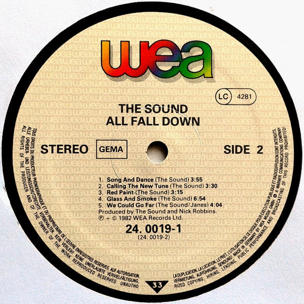 The Sound – All Fall Down LP vinyl record, image 4 of 4