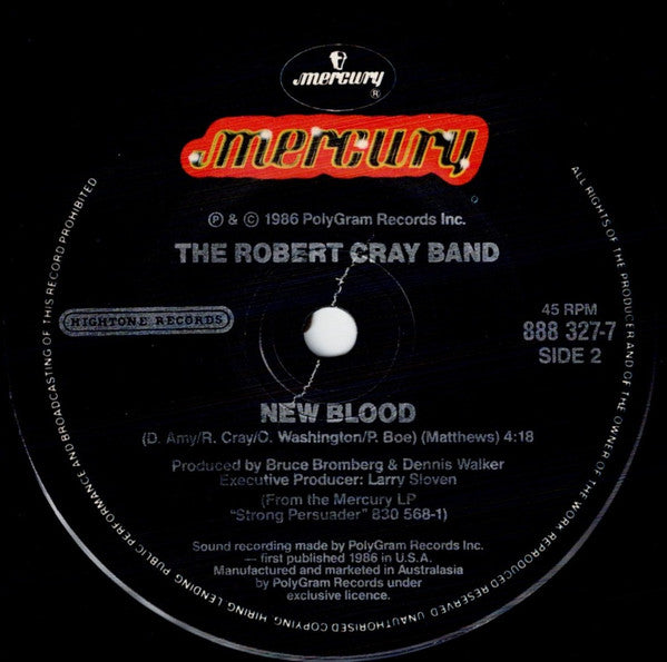 The Robert Cray Band – Right Next Door (Because Of Me) 7" vinyl record, image 2 of 3