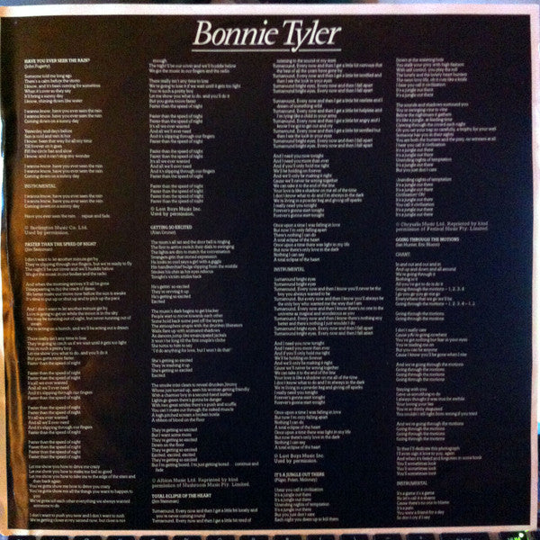 Bonnie Tyler – Faster Than The Speed Of Night LP vinyl record, image 4 of 7