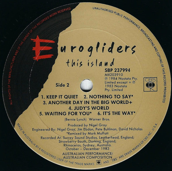 Eurogliders – This Island LP vinyl record, image 6 of 8