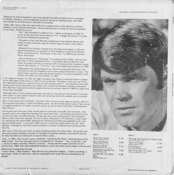 Glen Campbell – The Glen Campbell Album LP vinyl record, image 2 of 4