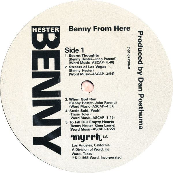Benny Hester – Benny From Here LP vinyl record, image 3 of 6
