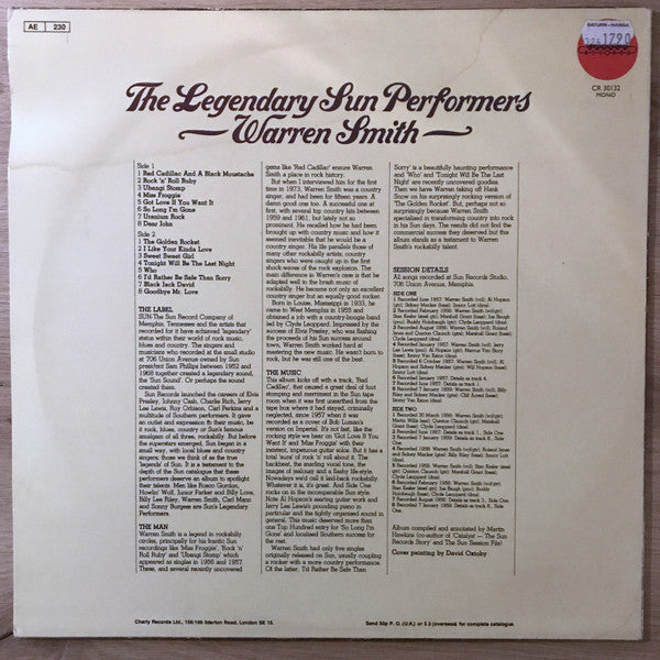 Warren Smith – The Legendary Sun Performers LP vinyl record, image 2 of 4