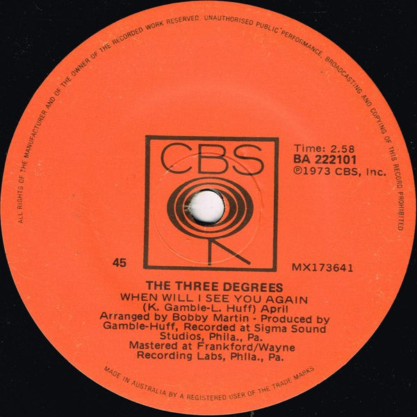 The Three Degrees – When Will I See You Again 7" vinyl record, image 1 of 2