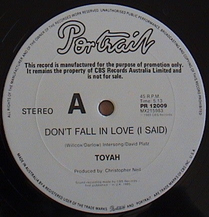Toyah – Don't Fall In Love (I Said) 12" vinyl record, image 6 of 7
