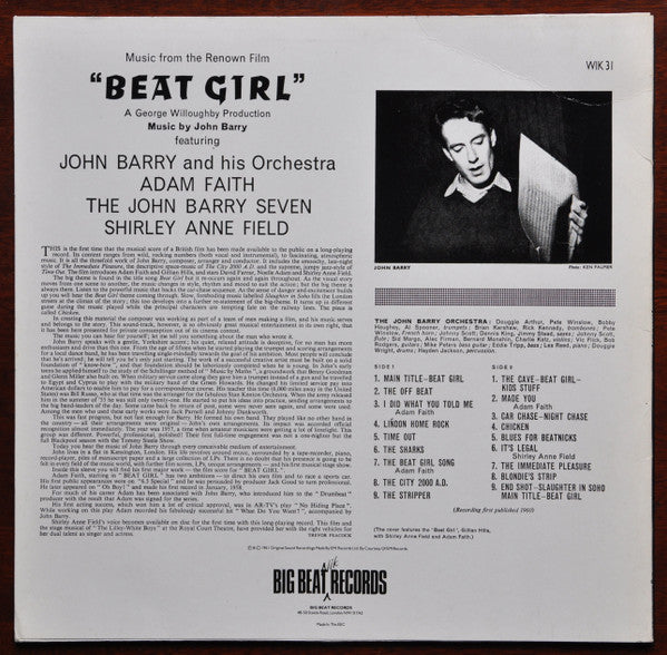 John Barry, Adam Faith, Shirley Anne Field – Music From The Film Beat Girl LP vinyl record, image 2 of 4