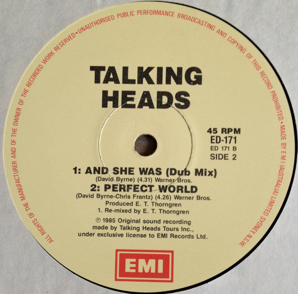Talking Heads – And She Was 12" vinyl record, image 4 of 4