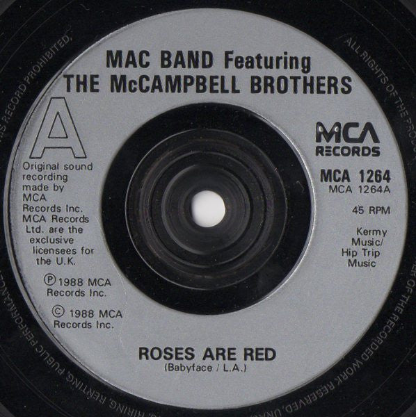 Mac Band Featuring The McCampbell Brothers – Roses Are Red 7" vinyl record, image 3 of 4