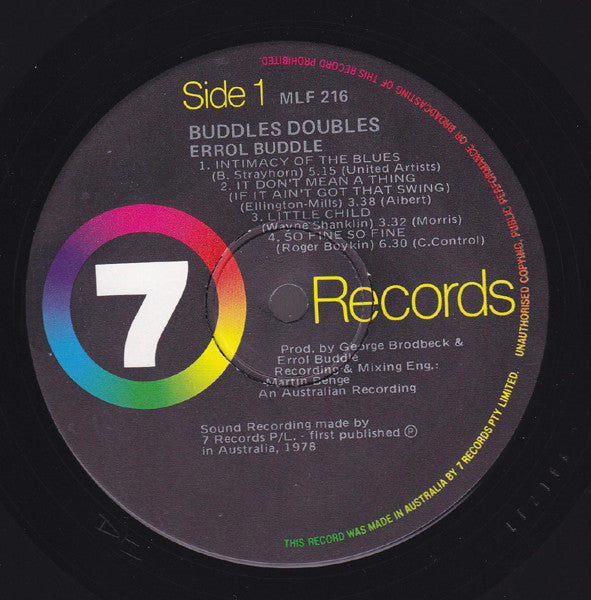 Errol Buddle – Buddles Doubles LP vinyl record, image 3 of 4