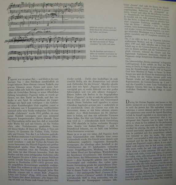 Niccolò Paganini, György Terebesi, Sonja Prunnbauer – Violine & Gitarre LP vinyl record, image 2 of 6
