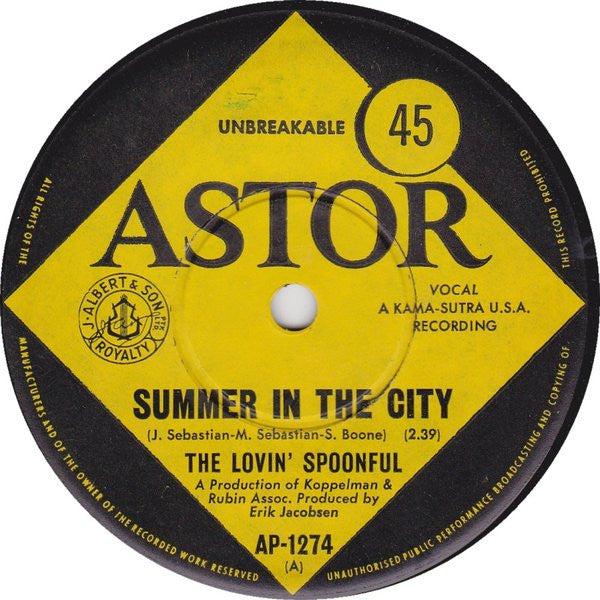 The Lovin' Spoonful – Summer In The City 7" vinyl record, image 1 of 2