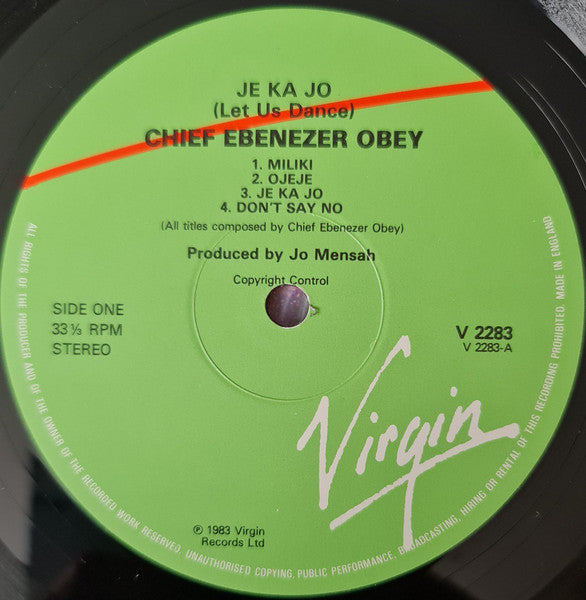 Ebenezer Obey – Je Ka Jo LP vinyl record, image 3 of 4