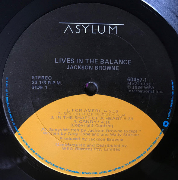Jackson Browne – Lives In The Balance LP vinyl record, image 3 of 6