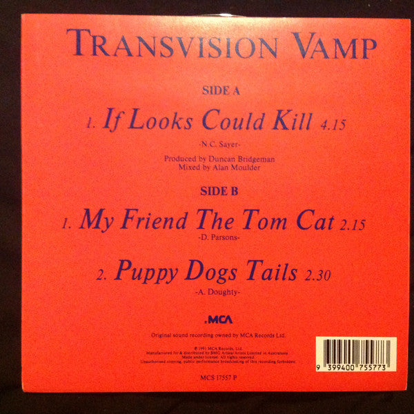Transvision Vamp – If Looks Could Kill 7" vinyl record, image 1 of 5