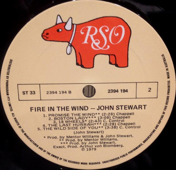 John Stewart – Fire In The Wind LP vinyl record, image 7 of 7