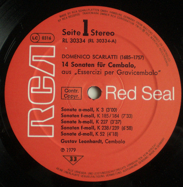 Domenico Scarlatti, Gustav Leonhardt – 14 Sonate Per Clavicembalo LP vinyl record, image 5 of 6
