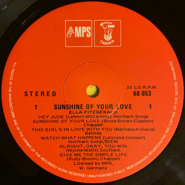 Ella Fitzgerald – Sunshine Of Your Love LP vinyl record, image 3 of 4
