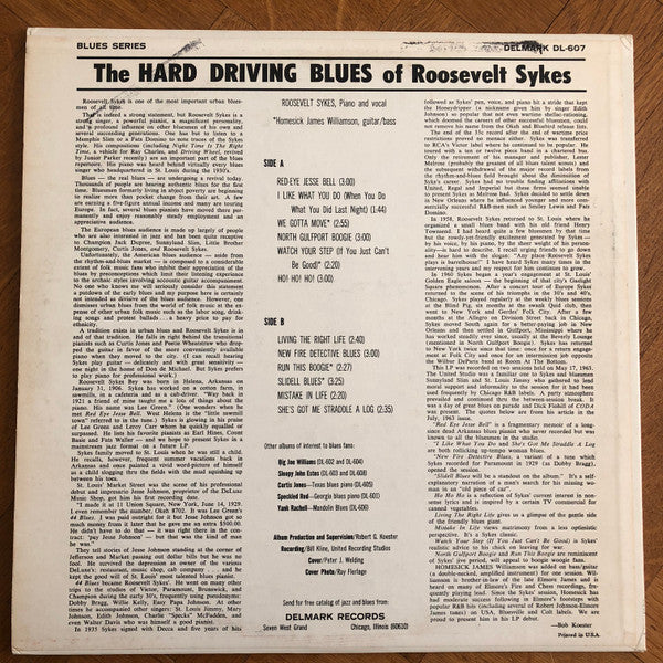 Roosevelt Sykes – Hard Drivin' Blues LP vinyl record, image 2 of 3