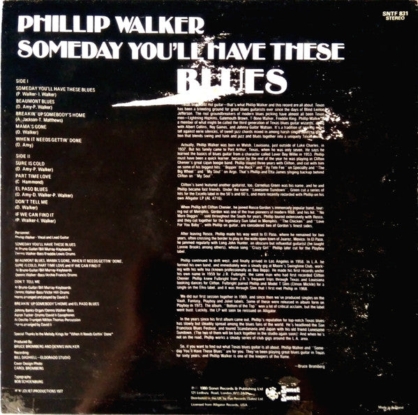 Phillip Walker – Someday You'll Have These Blues LP vinyl record, image 2 of 5