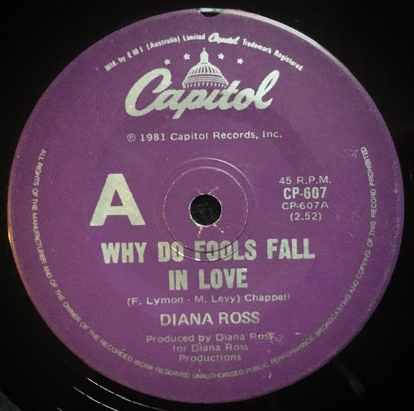 Diana Ross – Why Do Fools Fall In Love 7" vinyl record, image 1 of 2