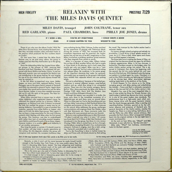 The Miles Davis Quintet – Relaxin' With The Miles Davis Quintet LP vinyl record, image 3 of 7