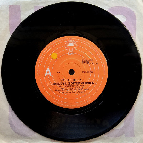 Cheap Trick – Surrender (Edited Version) 7" vinyl record, image 1 of 2