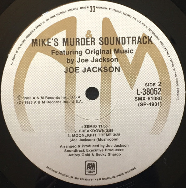 Joe Jackson – Mike's Murder - The Motion Picture Soundtrack LP vinyl record, image 4 of 4