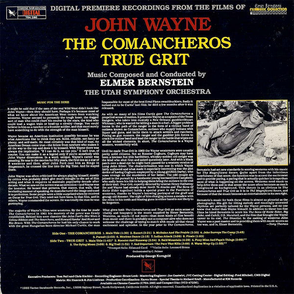 Elmer Bernstein – The Films Of John Wayne: The Comancheros / True Grit LP vinyl record, image 2 of 4