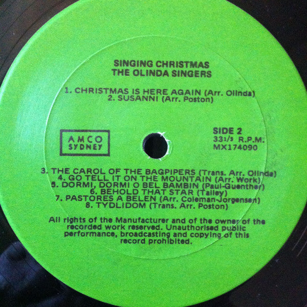 The Olinda Singers – Singing Christmas LP vinyl record, image 5 of 5