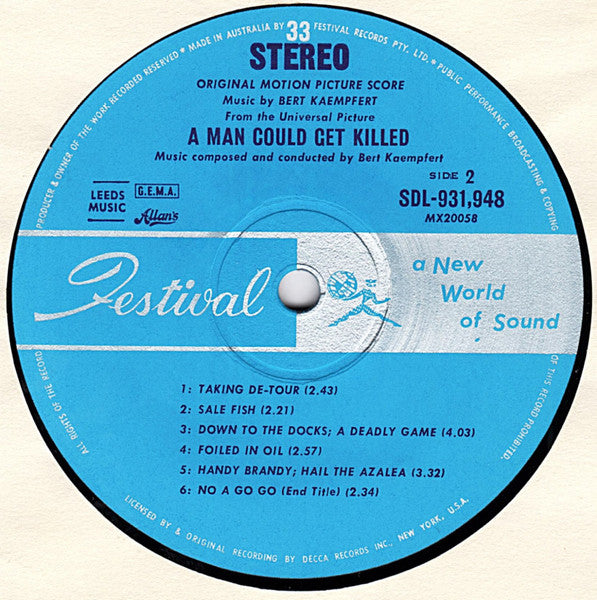 Bert Kaempfert – A Man Could Get Killed (Original Motion Picture Score) LP vinyl record, image 4 of 4