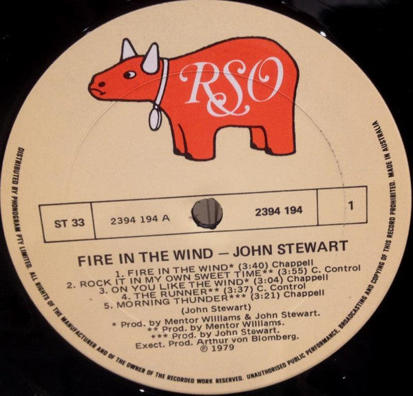John Stewart – Fire In The Wind LP vinyl record, image 6 of 7