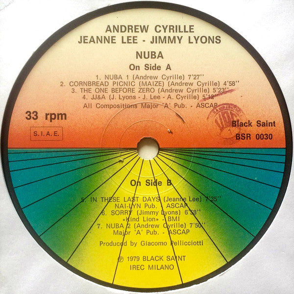 Andrew Cyrille, Jeanne Lee, Jimmy Lyons – Nuba LP vinyl record, image 4 of 4