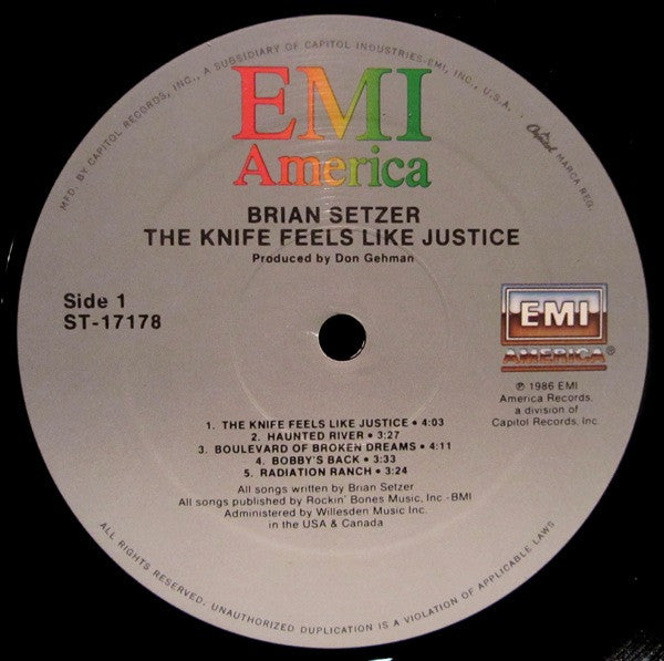Brian Setzer – The Knife Feels Like Justice LP vinyl record, image 3 of 10