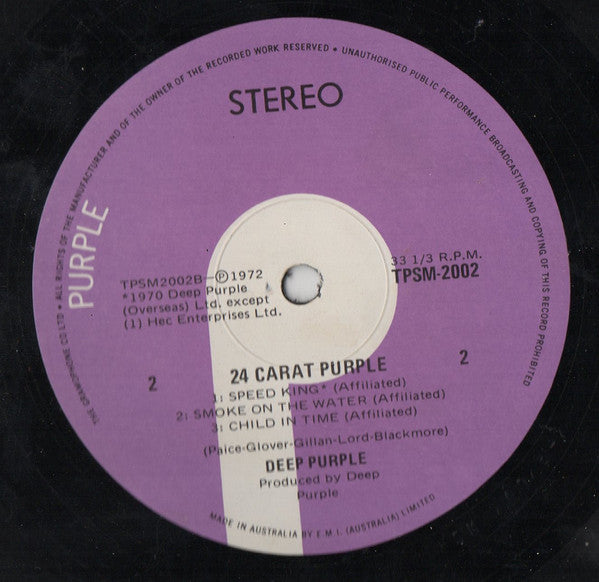 Deep Purple – 24 Carat Purple LP vinyl record, image 4 of 4