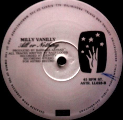 Milli Vanilli – Can't You Feel My Love / All Or Nothing 12" vinyl record, image 2 of 2