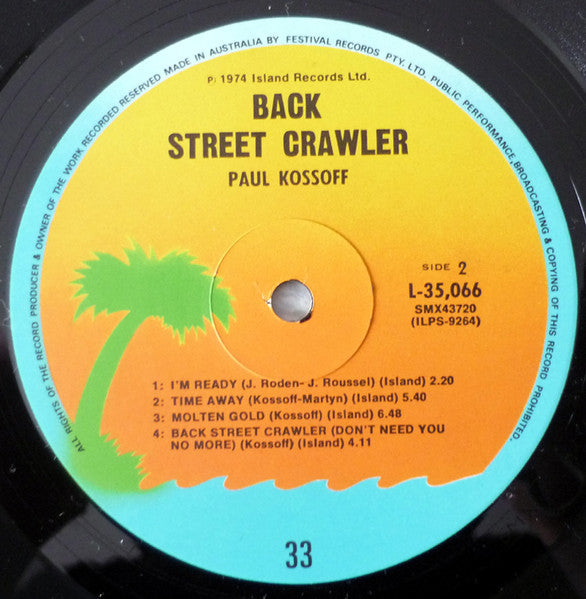 Paul Kossoff – Back Street Crawler LP vinyl record, image 4 of 4