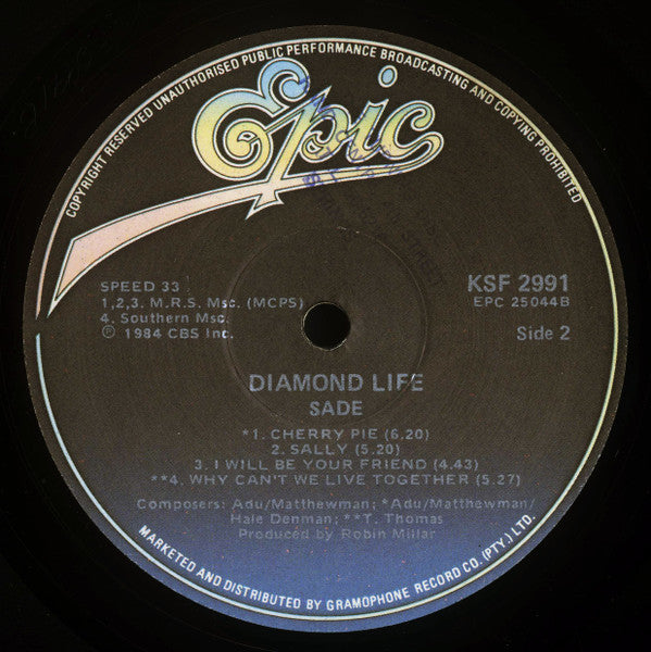 Sade – Diamond Life LP vinyl record, image 5 of 5