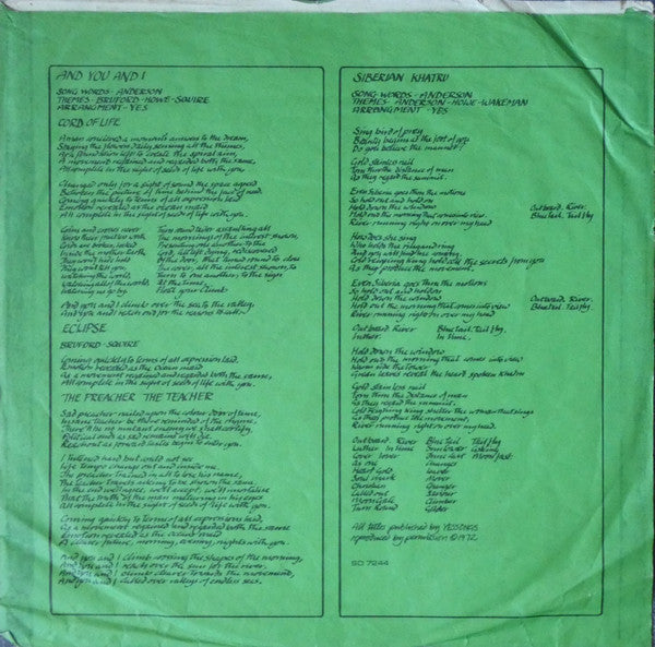 Yes – Close To The Edge LP vinyl record, image 8 of 8