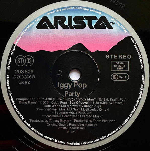 Iggy Pop – Party LP vinyl record, image 4 of 7