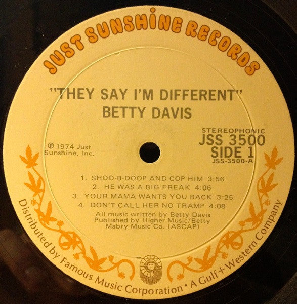 Betty Davis – They Say I'm Different LP vinyl record, image 5 of 6