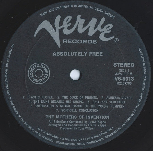 The Mothers – Absolutely Free LP vinyl record, image 4 of 5