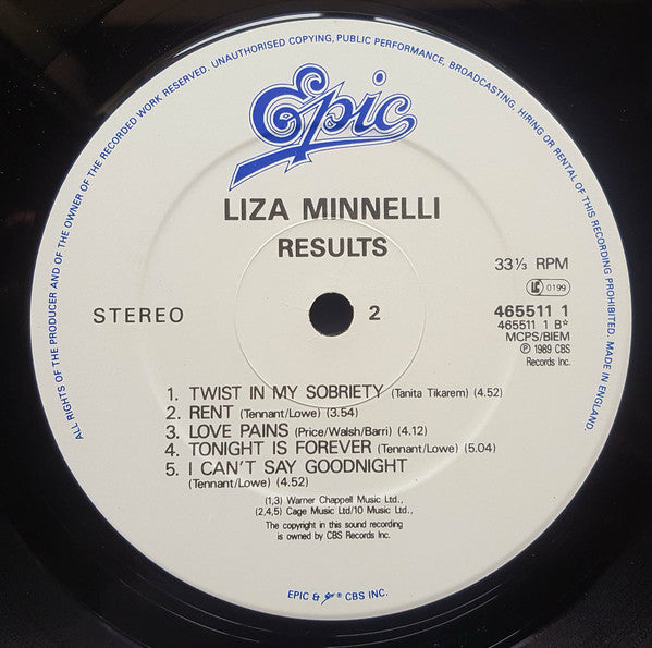 Liza Minnelli – Results LP vinyl record, image 4 of 6