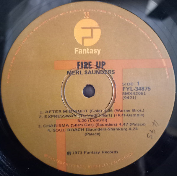 Merl Saunders – Fire Up LP vinyl record, image 3 of 4