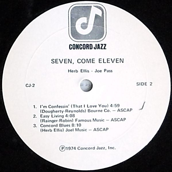 Herb Ellis, Joe Pass, Jake Hanna, Ray Brown – Seven, Come Eleven (From Their Live Performance At The Concord Summer Festival) LP vinyl record, image 4 of 4